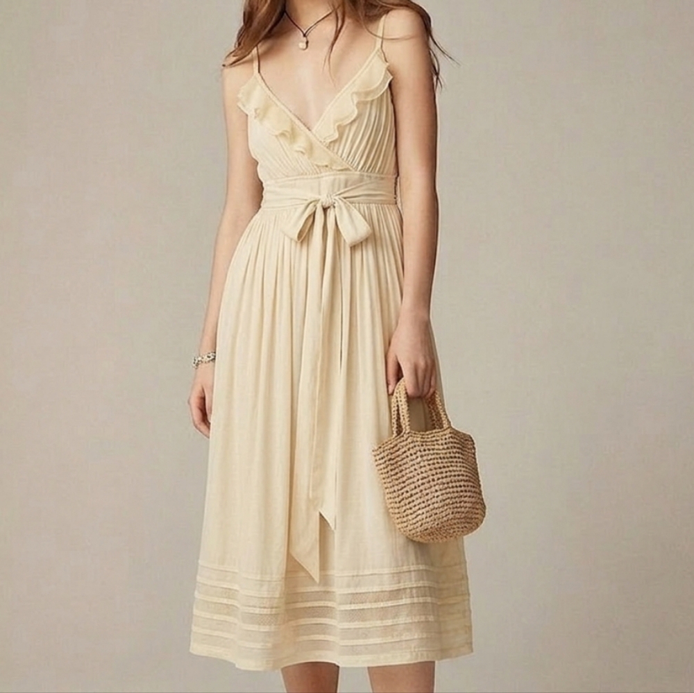 Vintage Cynthia Steffe Midi Dress Size Small Butter Yellow Babydoll Y2K Preppy